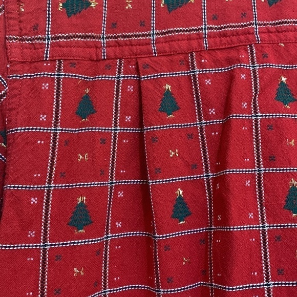 Dress Barn | Red Green Gold Xmas Tree Plaid Metallic Thread Button Down Shirt M - Picture 14 of 17
